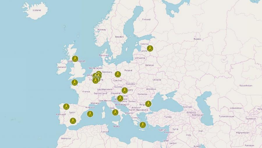 Mapa de participantes no proxecto europeo Water-ForCE Mapa de participantes no proxecto europeo Water-ForCE