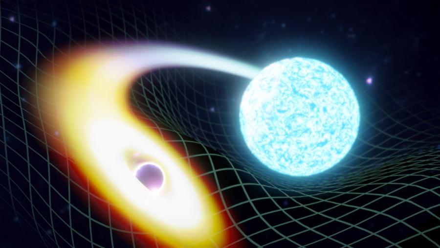 Ilustración artística da fusión dun buraco negro e unha estrela de neutróns. CRÉDITOS: LIGO-India/ Soheb Mandhai Imaxe Ilustración artística da fusión dun buraco negro e unha estrela de neutróns. CRÉDITOS: LIGO-India/ Soheb Mandhai Imaxe