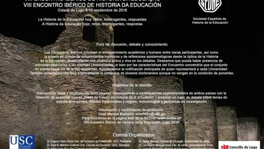 El VIII Congreso Ibérico de Historia de la Educación citará en el Campus Terra de la USC a unos 60 investigadores españoles y lusos El VIII Congreso Ibérico de Historia de la Educación citará en el Campus Terra de la USC a unos 60 investigadores españoles y lusos