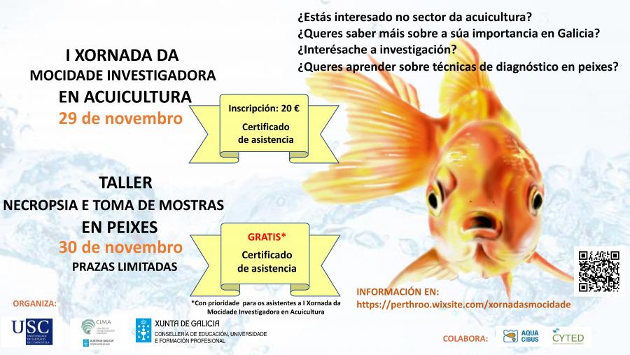 A I Xornada da Mocidade Investigadora en Acuicultura amplía o seu prazo de inscrición ata o 26 de novembro A I Xornada da Mocidade Investigadora en Acuicultura amplía o seu prazo de inscrición ata o 26 de novembro