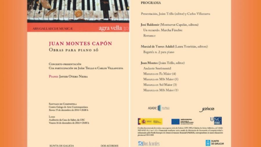 La Casa do Saber acoge este viernes una charla concierto de presentación de las composiciones para piano de Xoán Montes La Casa do Saber acoge este viernes una charla concierto de presentación de las composiciones para piano de Xoán Montes