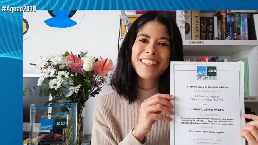 Loisa Lariño Mora, acaba de ser galardoada co Premio Cátedra Aquae 2020 Loisa Lariño Mora, acaba de ser galardoada co Premio Cátedra Aquae 2020