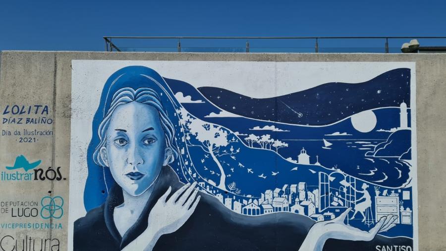 Mural sobre Lolita Díaz Baliño no Campus de Lugo Mural sobre Lolita Díaz Baliño no Campus de Lugo