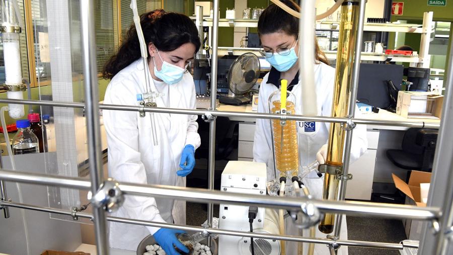 Investigadoras traballan en laboratorio da ETSE Investigadoras en laboratorio da ETSE