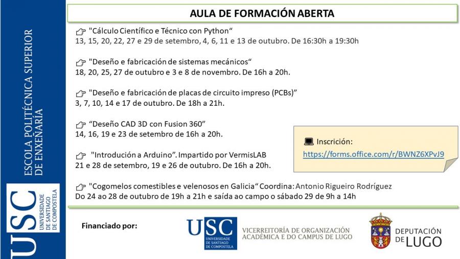 Programación de cursos da Aula de Formación Aberta da EPS de Enxeñaría Programación de cursos da Aula de Formación Aberta da EPS de Enxeñaría