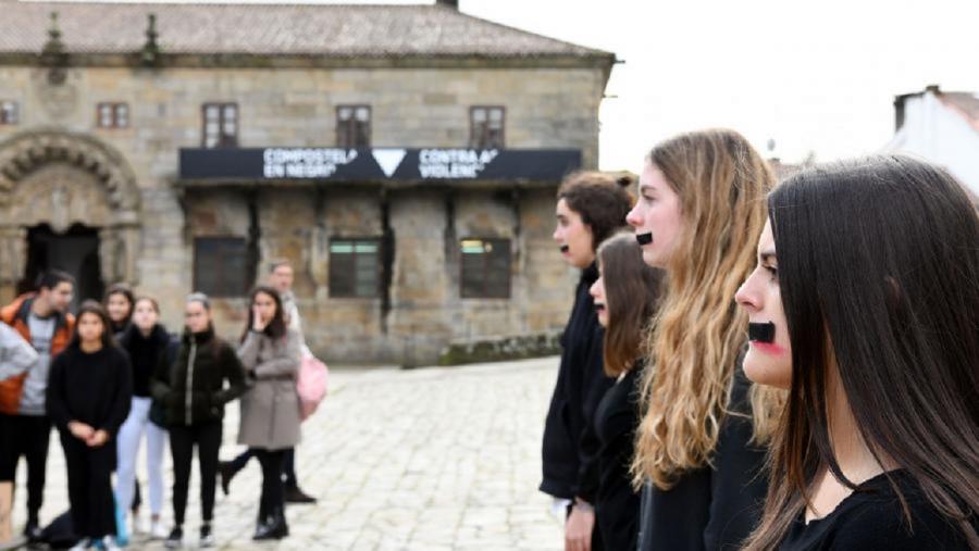 Imaxe de arquivo dunha performance desenvolvida no 25N de 2019. FOTO: Santi Alvite Imaxe de arquivo dunha performance desenvolvida no 25N de 2019. FOTO: Santi Alvite