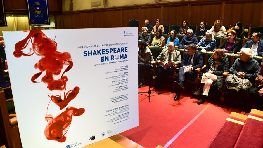 O ambiente isabelino no que se escribiron e estrearon por vez primeira as catro pezas que conforman Shakespeare en Roma recrearase grazas á súa exhibición no Salón Nobre do Colexio de Fonseca. FOTO: Santi Alvite O ambiente isabelino no que se escribiron e estrearon por vez primeira as catro pezas que conforman Shakespeare en Roma recrearase grazas á súa exhibición no Salón Nobre do Colexio de Fonseca. FOTO: Santi Alvite