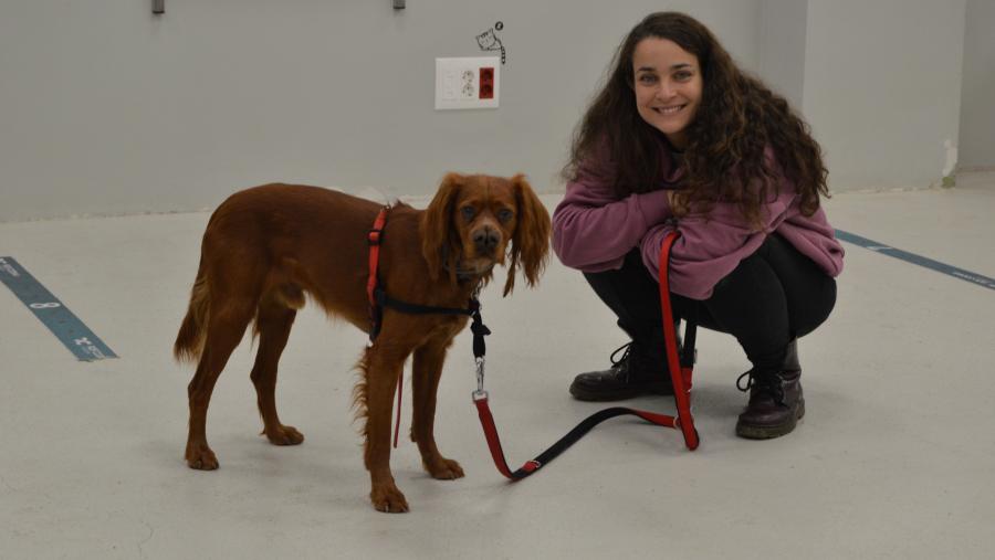 Susana Muñiz de Miguel, con Hacho, nas instalacións do hospital Rof Codina