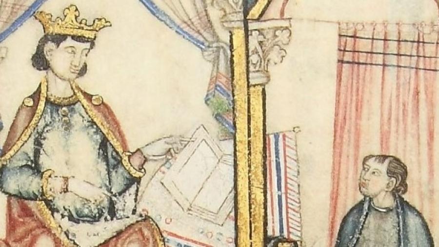 O rei Afonso X O Sabio nunha miniatura das 'Cantigas de Santa María' O rei Afonso X O Sabio nunha miniatura das 'Cantigas de Santa María'