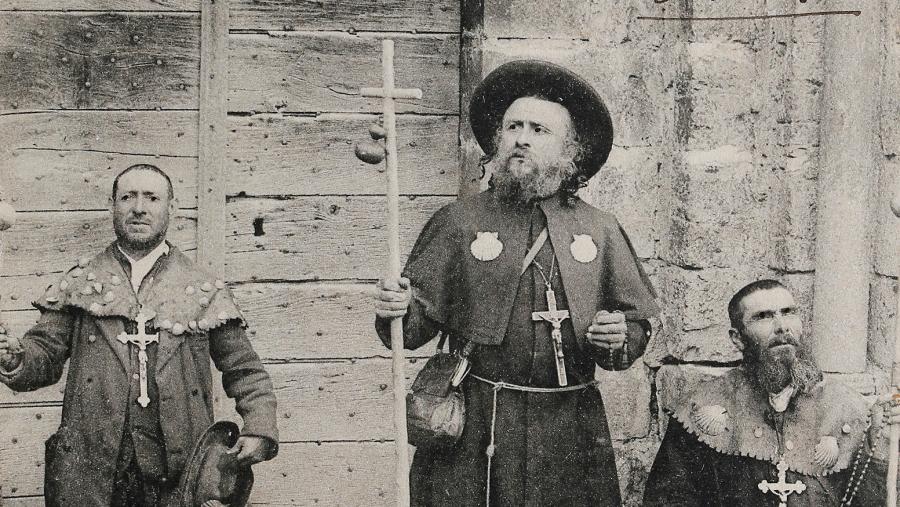Peregrinos en Roncesvalles en 1906. Imaxe do arquivo do proxecto sobre Georgiana Goddard King Peregrinos en Roncesvalles en 1906. Imaxe do arquivo do proxecto sobre Georgiana Goddard King