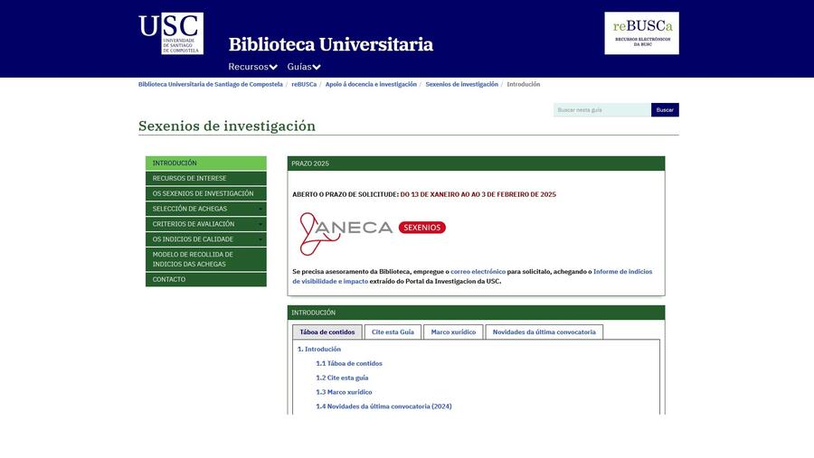 Captura de pantalla da guía de Sexenios de Investigación Captura de pantalla da guía de Sexenios de Investigación