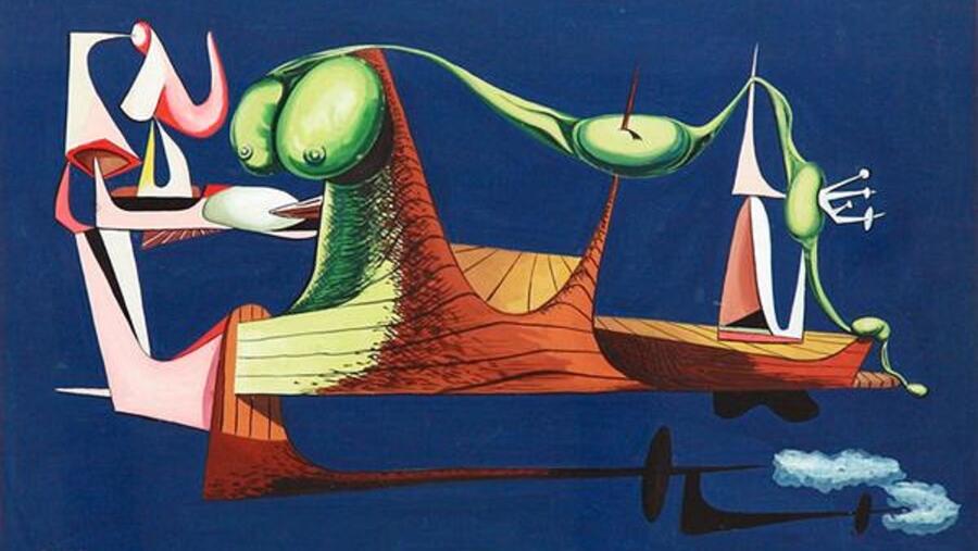 Eugenio Granell, Excursión a Citerea, 1952. Gouache/papel, 51 x 76,5 cm. Colección Fundación Eugenio Granell Eugenio Granell, Excursión a Citerea, 1952. Gouache/papel, 51 x 76,5 cm. Colección Fundación Eugenio Granell